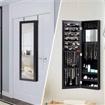 2-in-1 Black Wall or Door Mounted Jewelry Organizer Full Length Mirror