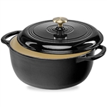 6 Quart Large Black Enamel Cast-Iron Dutch Oven Kitchen Cookware