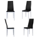 Set of 4 Modern High Back Black PVC Leather Dining Chairs with Metal Legs