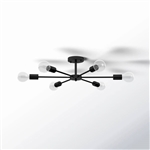 Mid-Century Modern 6-Light Semi Flush Mount Sputnik Ceiling Light in Black