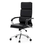 Black PVC Leather Office Chair Adjustable Height Rocking