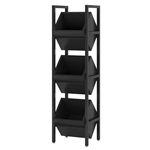 Black Industrial 3 Bin 36 Bottle Wine Storage Stand