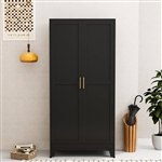 Black Metal Multifunctional Storage Armoire Wardrobe Closet