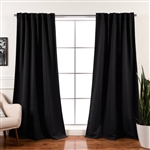 52 x 96 inch Solid Black Thermal Blackout Curtain Panels - Set of 2