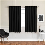 52 x 54 inch Solid Black Thermal Blackout Curtain Panels - Set of 2