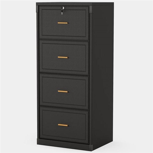 Black 4 Storage Vertical Lockable File Cabinet