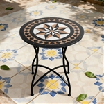 Round Black Tan Mosaic Tiles Bistro Table
