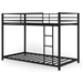 Twin over Twin Low Profile Modern Bunk Bed Frame in Black Metal Finish