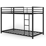 Twin over Twin Low Profile Modern Bunk Bed Frame in Black Metal Finish