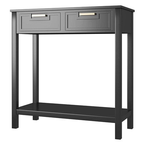 Modern Entryway Accent 2 Drawer Sofa Side Table Black