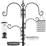 Complete Bird Feeder Set with Black Metal Stand and Bird Feeders