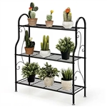 Indoor/Outdoor Black Metal 3-Tier Bookcase Plant Stand Shelving Rack