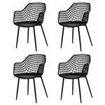 Set of 4 Mid-Century Modern Black Mesh Dining Chair with Ergonomic Backrest
