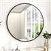 Round 24-inch Circular Bathroom Wall Mirror with Black Frame