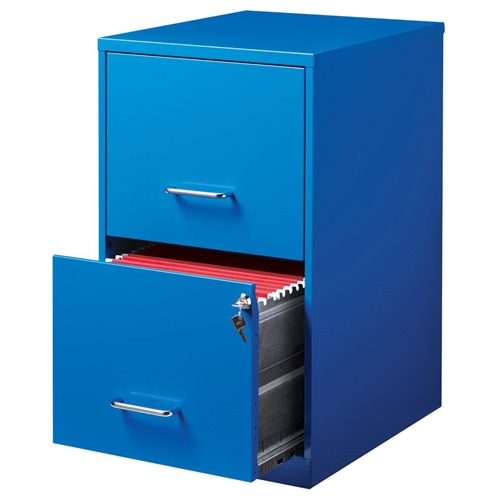 Blue Metal 2-Drawer Vertical Key Locking Filing File Cabinet