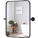 30 x 22 inch Bathroom Wall Mirror with Easy Tilt Pivot and Black Frame