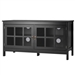 Black Wood Entertainment Center TV Stand with Glass Panel Doors