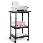 Black Multifunction Adjustable Height 3-tier Printer Stand Work Station