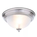 Round 11-inch Brushed Nickel Flush Mount Ceiling Light with Frosted Glass Shade