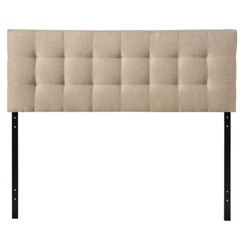 King size Beige Fabric Upholstered Headboard with Modern Tufting