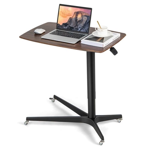 Adjustable Mobile Standing Desk Large TV Tray with Lockable Wheels