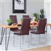 Set of 4 Modern High Back Brown PVC Leather Dining Chairs with Metal Legs