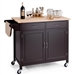 Brown Kitchen Island Storage Cart with Wood Top and Casters