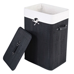 Black Bamboo Laundry Hamper with Removable Liner