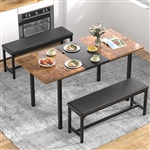 Modern 3-Piece Dining Set with Expandable Kitchen Table and 2 Backless Benches