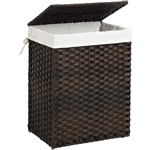 Brown PP Rattan 24-Gal Laundry Hamper Basket with Removable Cotton Liner Bag