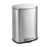 13 Gallon Brushed Stainless Steel Kitchen Trash Can with Step Open Lid