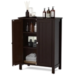 Bathroom Storage Cabinet with Adjustable Shelves in Dark Brown Wood Finish