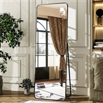 Black 65-inch Full Length Floor Mirror with Stand and Wall Mount Holes