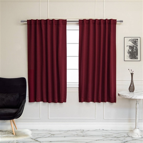 52 x 72 inch Solid Burgundy Thermal Blackout Curtain Panels - Set of 2