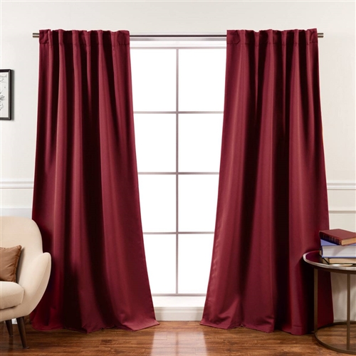 52 x 96 inch Solid Burgundy Thermal Blackout Curtain Panels - Set of 2