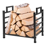 Modern Black Wrought Iron Indoor Outdoor Firewood Holder Log Rack