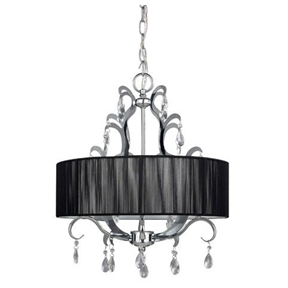 4-Light Crystal Chandelier with Black Drum Shade