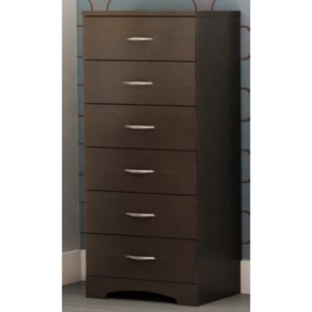 Contemporary Bedroom 6 Drawer Lingerie Chest in Chocolate