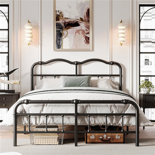 California King Industrial Vintage Heavy Duty Steel Slat Bed Frame