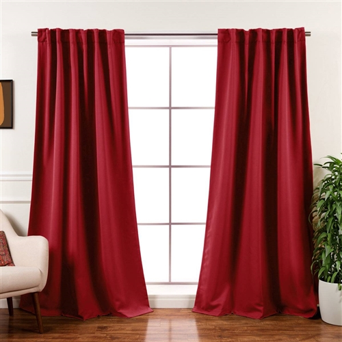 52 x 84 inch Solid Red Thermal Blackout Curtain Panels - Set of 2