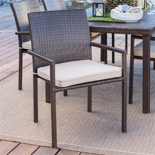 Dark Brown Weather Resistant Resin Wicker Dining Chair Armchair