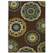 7'10 x 10'10 Outdoor/Indoor Area Rug in Brown Teal, Green Yellow Circles