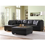 Black Bonded Leather Sectional Sofa with Left Side Chaise