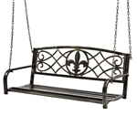 Bronze Sturdy 2 Seat Porch Swing Bench Scroll Accents