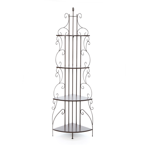 Ornate 4-Tier Metal Corner Bakers Rack Kitchen Dining Shelf