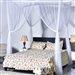 White 4-Post Bed Princess Canopy Net Mosquito Netting for Full or Queen size Beds