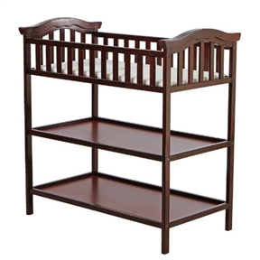 Cherry Finish Changing Table with 2 Shelves and Safety Rail