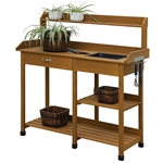 Wooden Potting Bench Work Table-sink Light Oak Finish