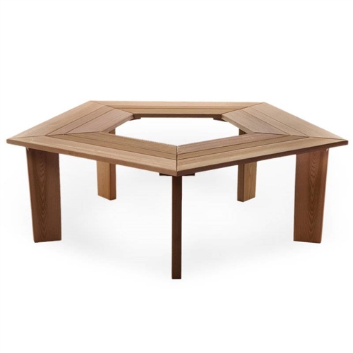 Solid Cedar Wood 5 Sided Pentagon Circle Tree Wrap Garden Bench