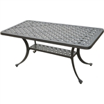 Solid Cast Aluminum 21 x 42 inch Outdoor Patio Dining Cocktail Table in Charcoal